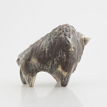 Taisto Kaasinen, a "Bison" stoneware figurine, Arabia, Finland, 1962-80.