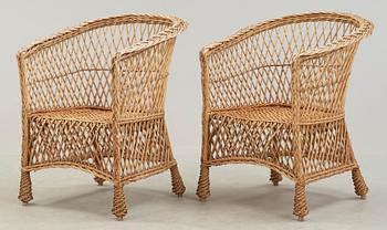 FÅTÖLJER, ett par, rotting, 1900-talets första hälft.