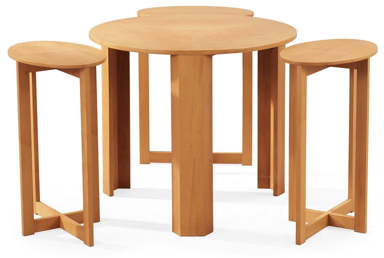 A HI-gruppen nest of four cherry tables, Stig Lönngren, Lars Larsson, Sweden 1960-70's.