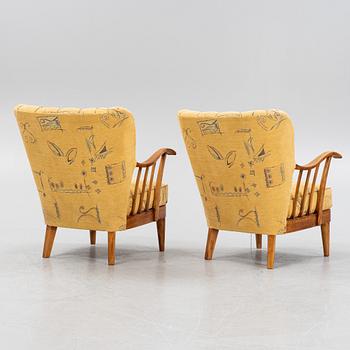 A pair of Swedish Modern armchairs, 1940's.