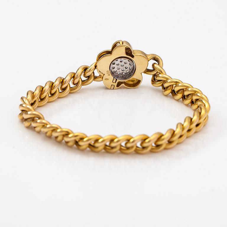 Armband, 14K guld, diamanter ca 0.38 ct tot. Finska importstämplar 1966.