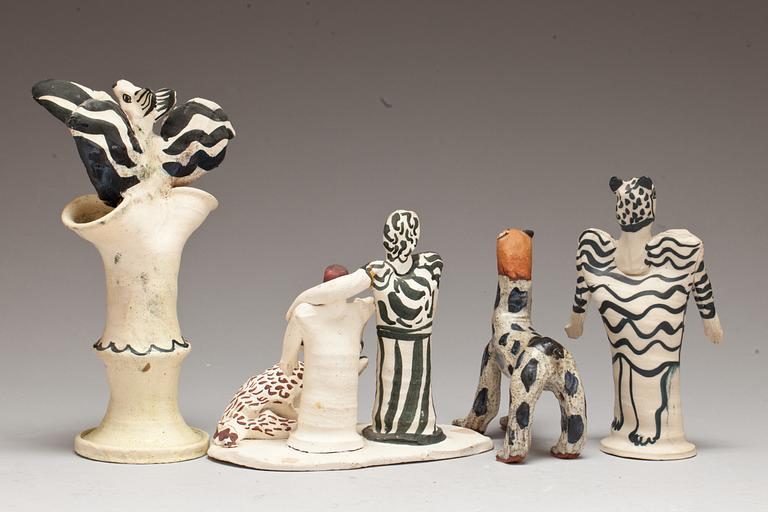 FIGURINER, 4 st, keramik, Ulrica Hydman-Vallien, signerade.
