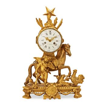 547. A French late 18th century gilt bronze mantel clock.