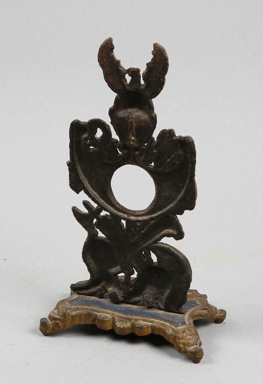 KLOCKSTÄLL, gjutjärn, Riddarromantik, 1800-talets slut.