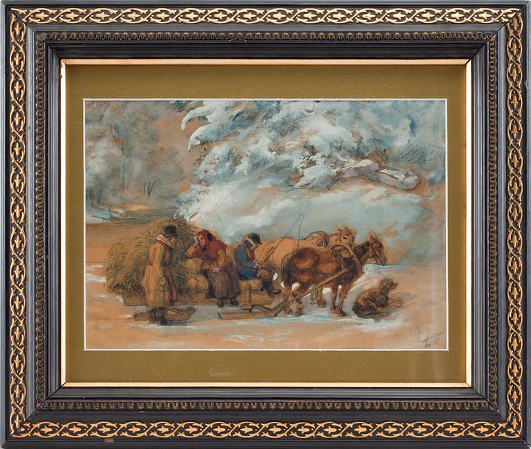 FRITZ VON DARDEL, blandteknik. Monogramsign.