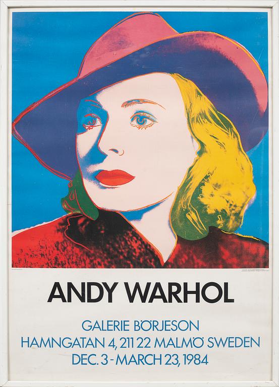 ANDY WARHOL, efter, utställningsaffisch, Galerie Börjeson, 1984.