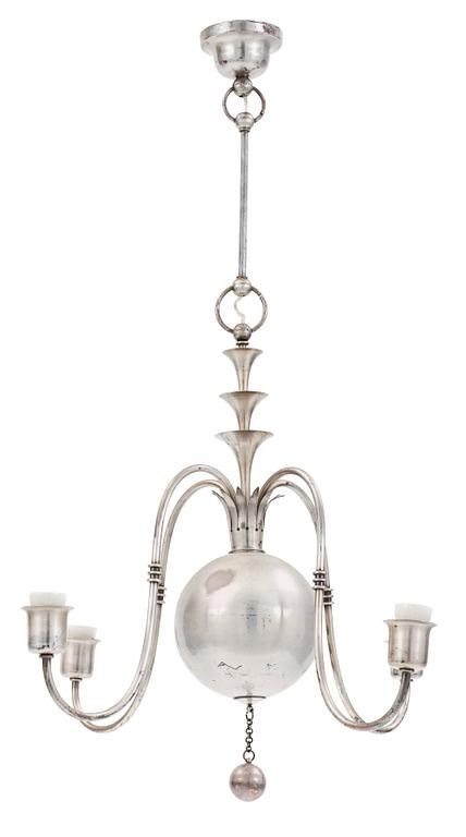 An Elis Bergh white metal ceiling lamp, C.G. Hallberg, Stockholm 1920's.