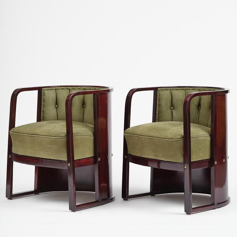 Josef Hoffmann, salongsmöbel, fyra delar, modell 421/428, Jacob & Josef Kohn, Wien, 1900-talets början.