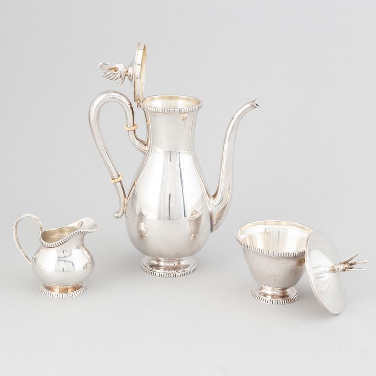 Mockaservis, 3 delar, silver, Svenska importstämplar, 1900-tal.