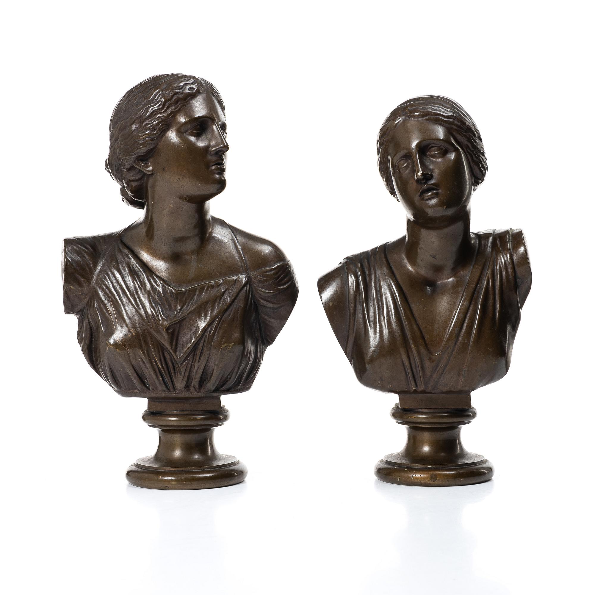 Ferdinand Barbedienne, Two busts, late 19th century.