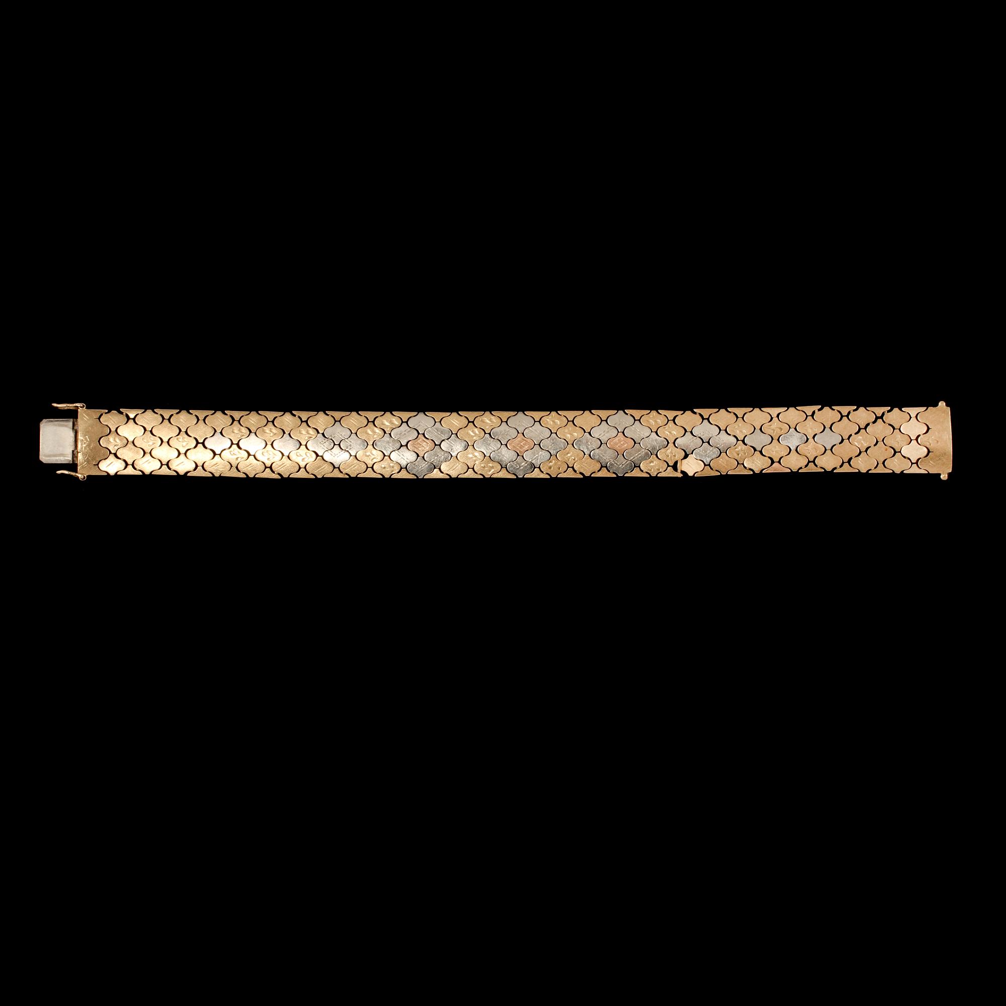 ARMLÄNK, 18k guld och vitguld, Italien, importstämplat, 1900-talets tredje kvartal. Vikt 44 g.