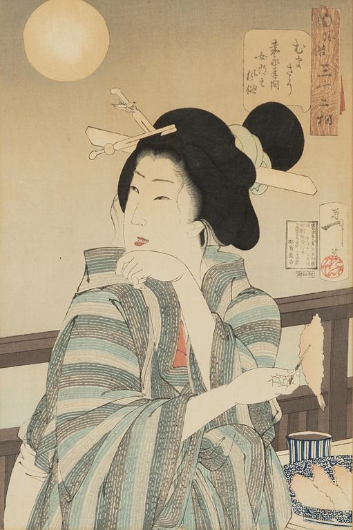 Tsukioka Yoshitoshi, Beauty from the series Fuzoku sanjuniso (32 Aspects of Customs and Manners of Women) .