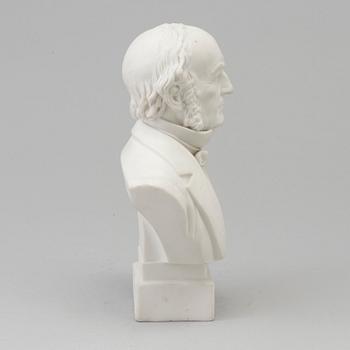 A bisquit sculpture bust of Cladstone, Robinson & Leadbeater, England, 1870s.