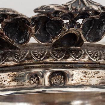 A silver table bell and a box, including Vienna 1830.