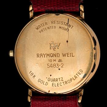 HERRARMBANDSUR, Reymond Weil, Geneve, modell 5483-2, doublé, omkr sekelskiftet 2000.