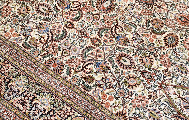 A silk carpet, Kashmir, approx. 252 x 245 cm.