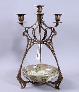 KANDELABER, gulmetall, Jugendstil, 1900/2000-tal.