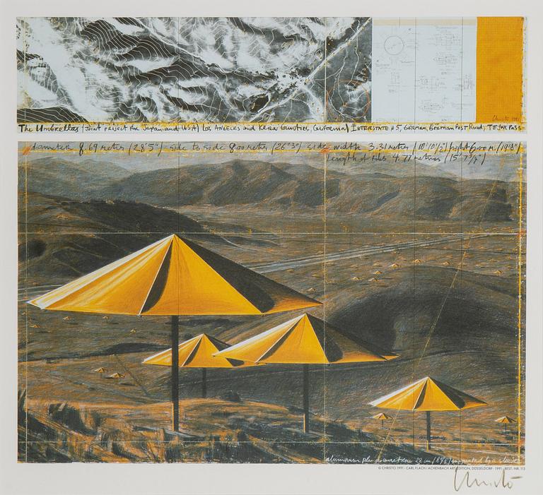 Christo & Jeanne-Claude, offset in colours, diptyk, 1991, signed.