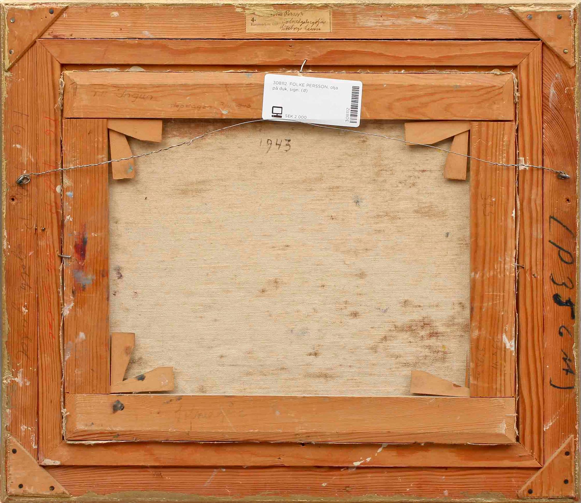 FOLKE PERSSON, olja på duk, sign.