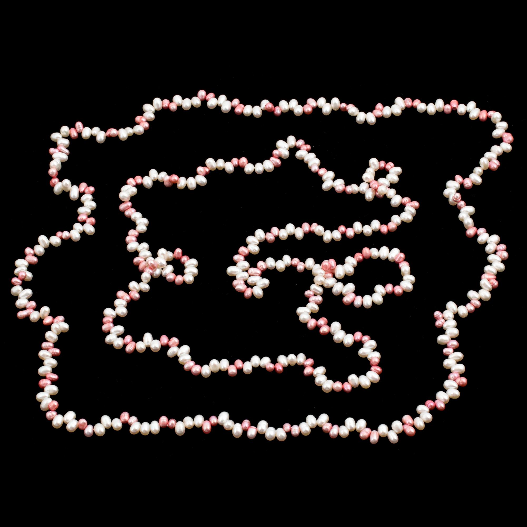 Two necklaces of cultured, freshwater pearls.