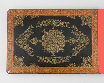 A semian antique Safavid style Persian Lacquered Manuscript Book Cover.