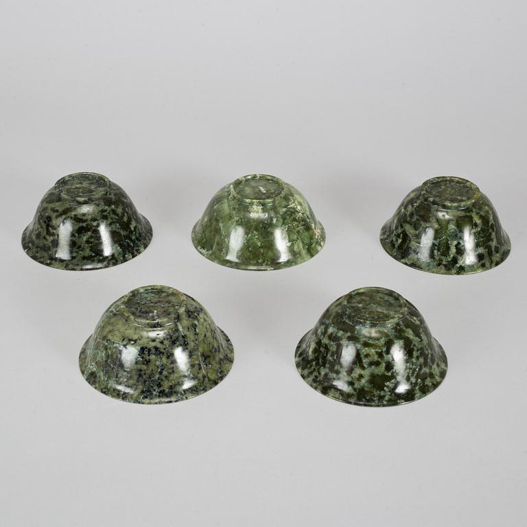 Five Chinese bowls, 20th century.