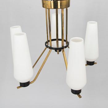 A mid- 20th- century brass pendant light, 'ER 173/5' for Itsu, Finland.
