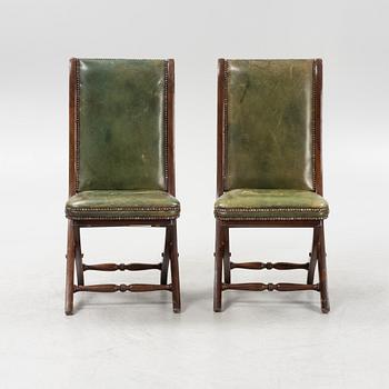 A set of five mahogany and leather upholstered chairs, England, second half of the 20th Century.