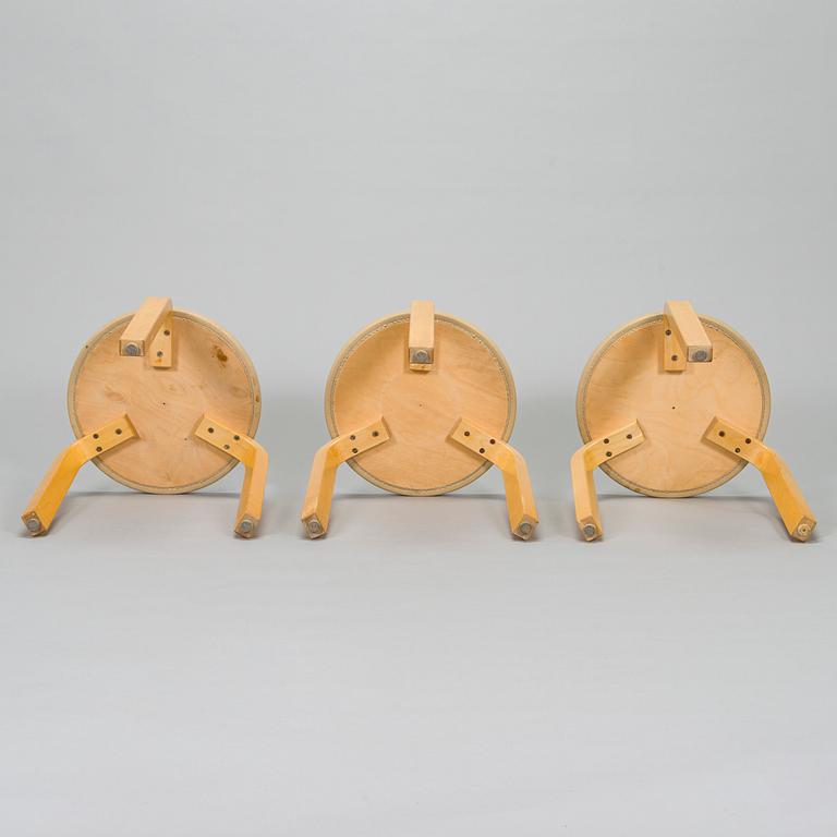 Alvar Aalto, three 1970s '60' stools for Artek.