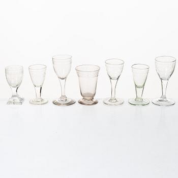 13 glasses, mostly Sweden, circa 1800.