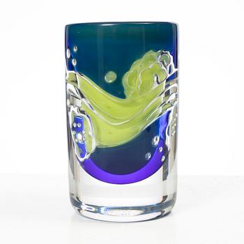 Olle Alberius, an Ariel glass vase, Orrefors, 1980's.