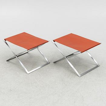 Poul Kjaerholm, stools, a pair, "PK 91", Fritz Hansen, Denmark.