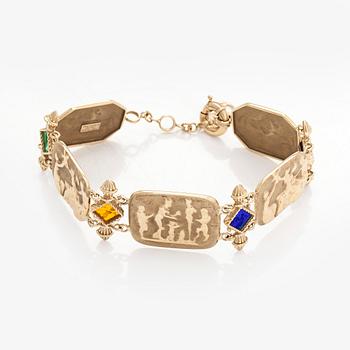 Tagliamonte, a 14K gold bracelet with glass intaglio, Italy.