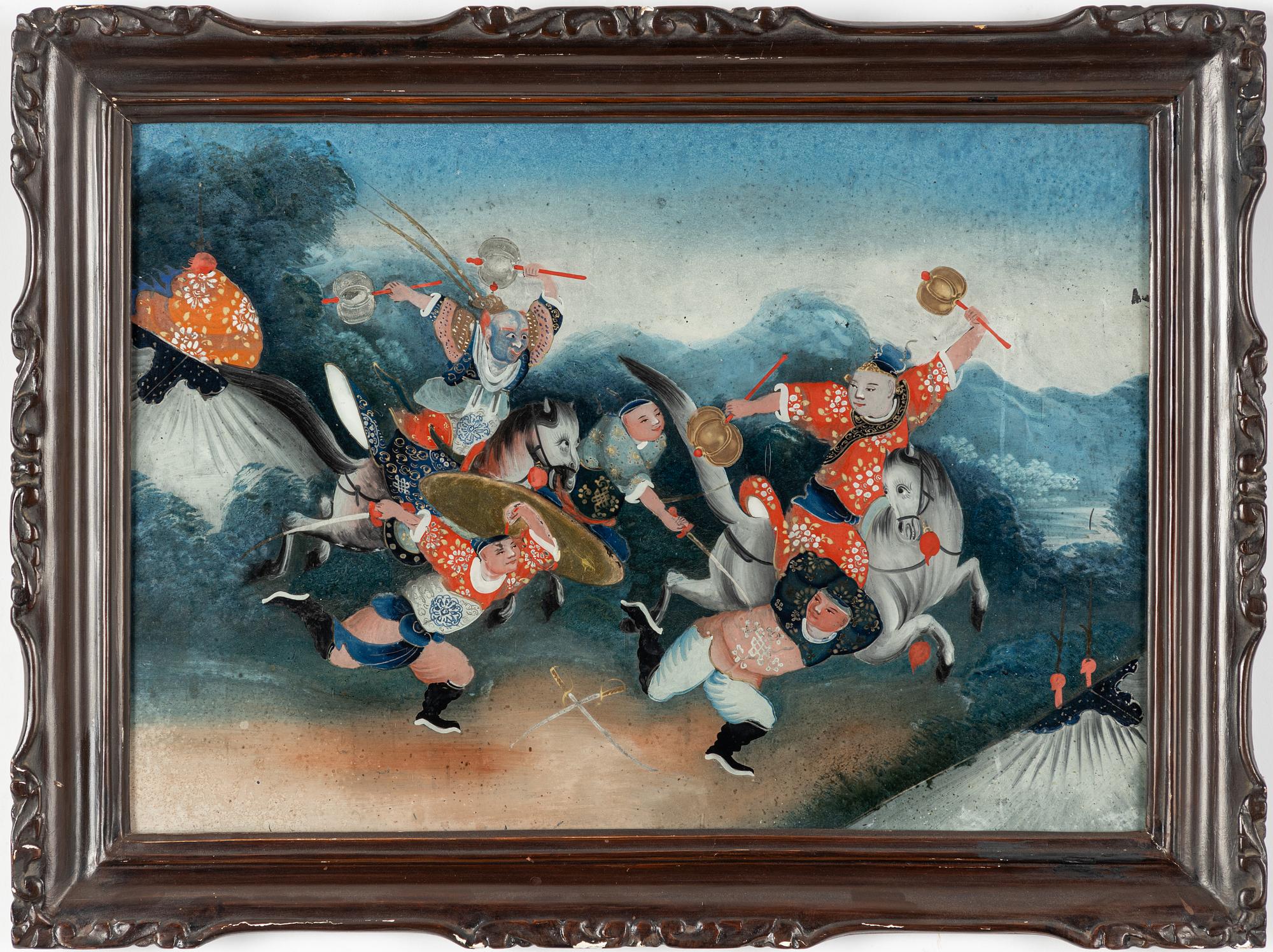 A Chinese reverse glass painting by anonymous artist, 19th Century.