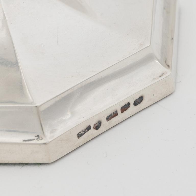 Three pairs of silver candlesticks, Finnish and Swedish hallmarks 1927-1972.