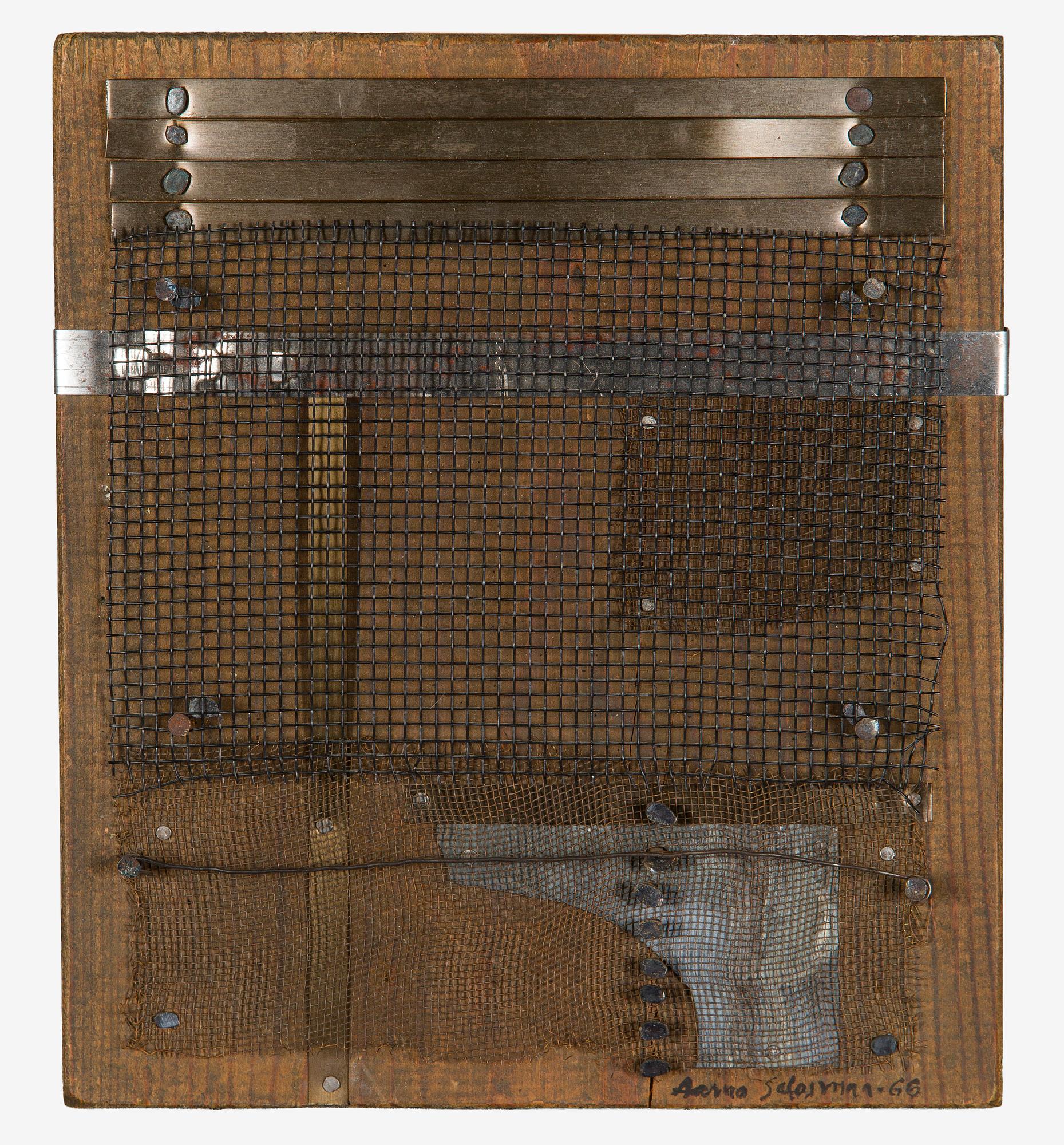 Aarno Salosmaa, Composition in metal on wood.