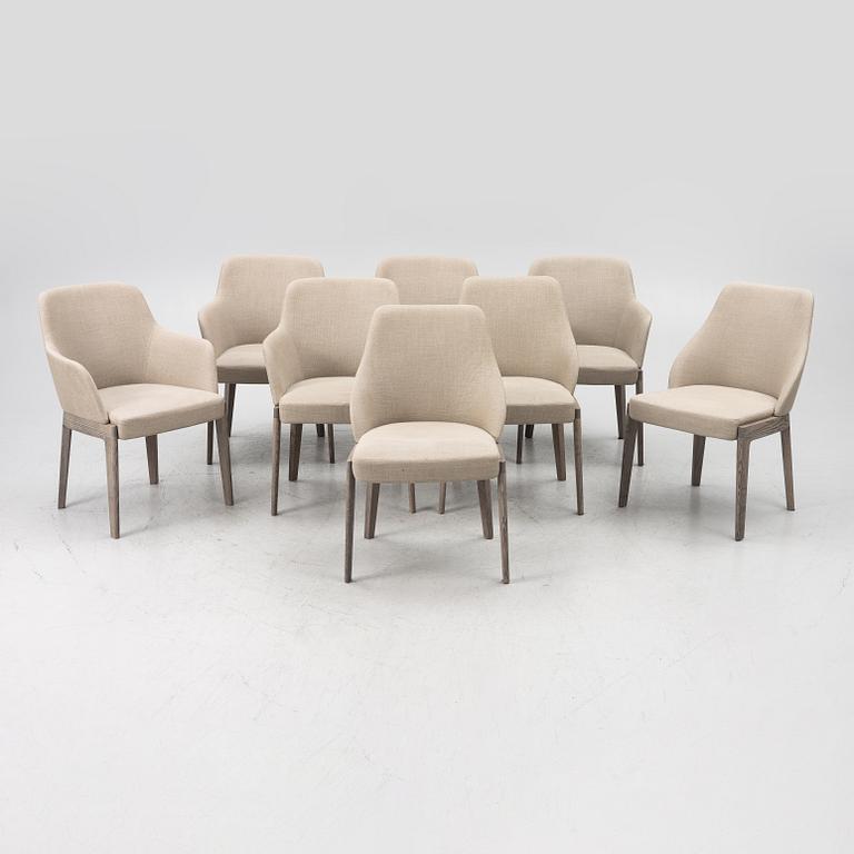 Rodolfo Dordoni, five armchairs and three chairs. 'Chelsea' chairs, Molteni.