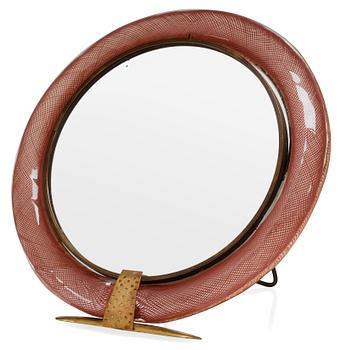 756. A Venini glass and brass table mirror, Murano, Italy 1930's-40's.