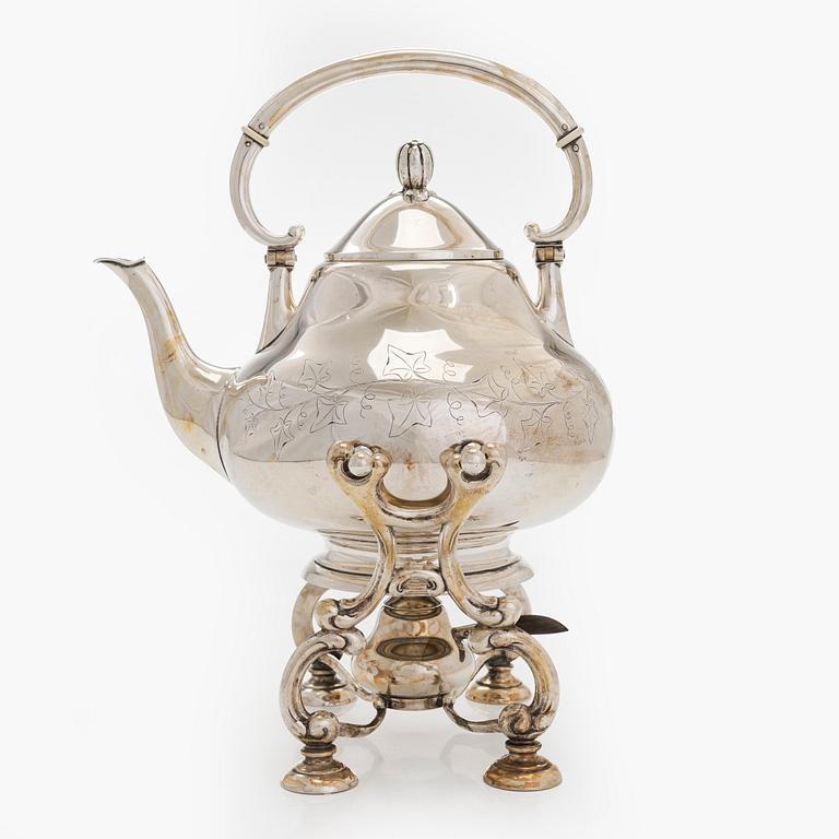 Carl J.S. Möinichen, kanna med rechaud, silver, Köpenhamn, Danmark 1916.