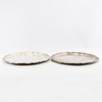 Brickor/Uppläggningsfat 5 st nysilver 1900-talets första hälft.
