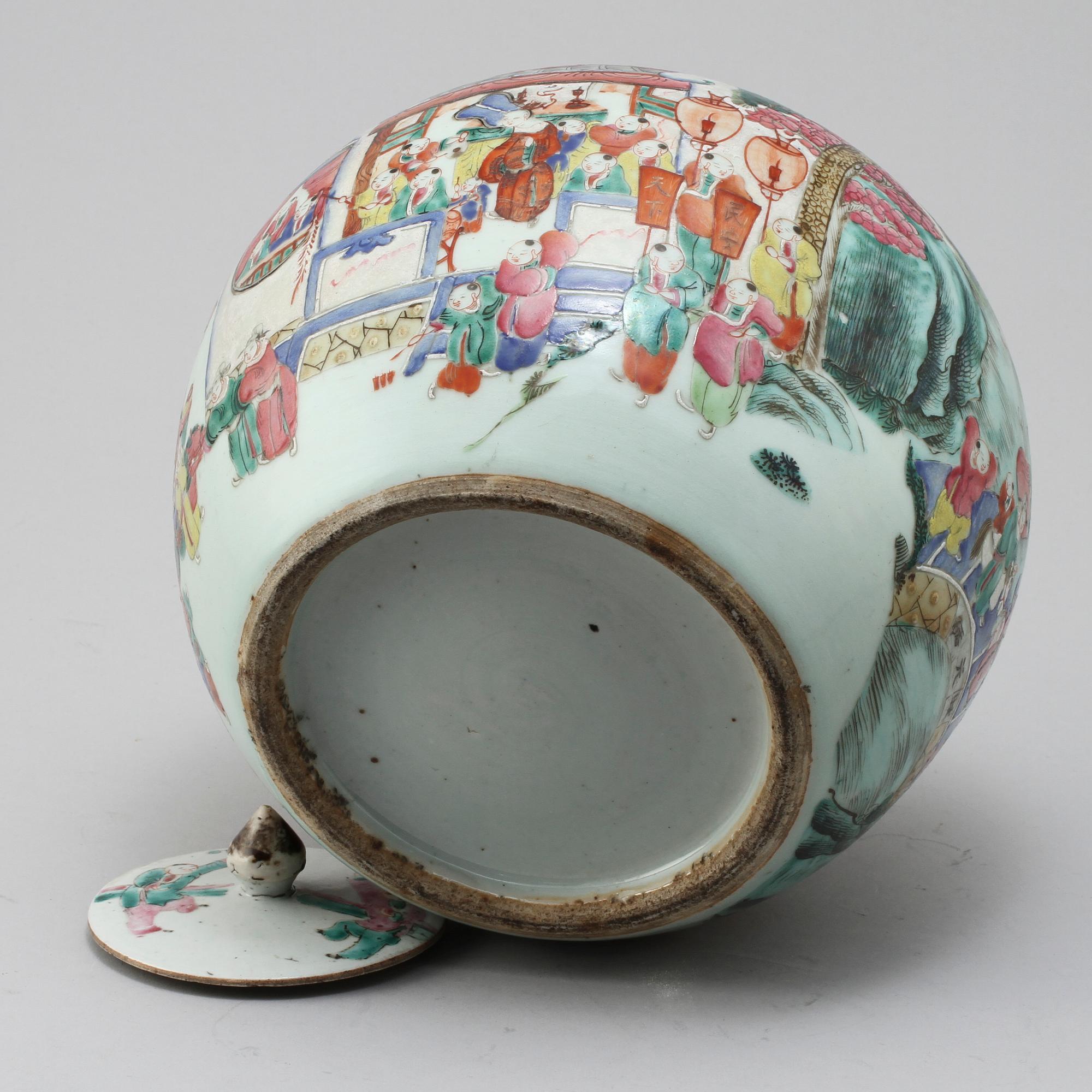 LOCKURNA, porslin, Kina, Kanton, omkring sekelskiftet 1800/1900.