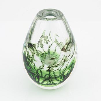 Edward Hald, a graal vase, Orrefors Sweden 1974.