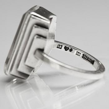 Wiwen Nilsson, a sterling and facet cut rock crystal ring, executed in Lund Sweden 1964.