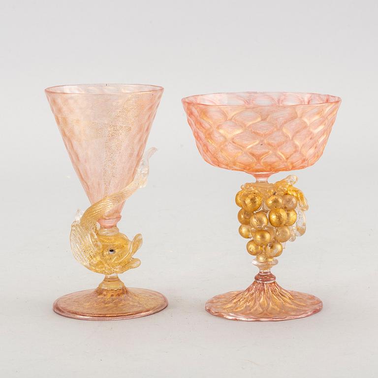 Samling glas, 5 st, bland annat  Barovier & Toso, Murano, Venedig.