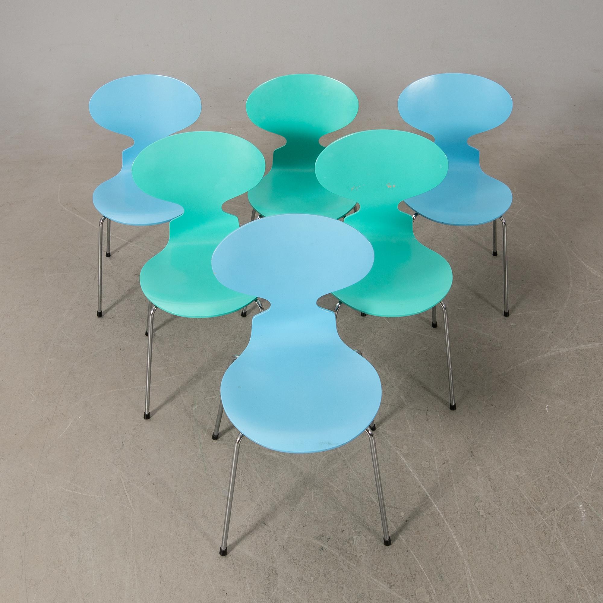 Arne Jacobsen, chairs 6 pcs, "Ant", Fritz Hansen, 1993.