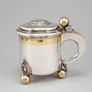 A parcel gilt silver tankard, CG Hallberg, Stockholm 1881.