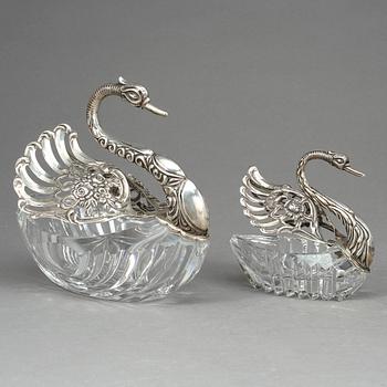 SKÅLAR, 2 st, glas silver, Tyskland, tidigt 1900-tal.