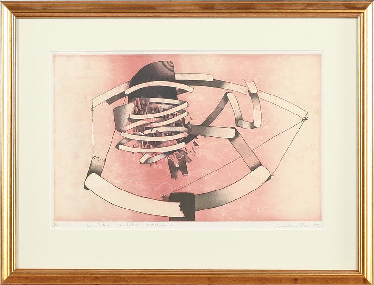 GIANCARLO POZZI, färglitografi, signerad, numrerad 21/50 samt daterad 1976.