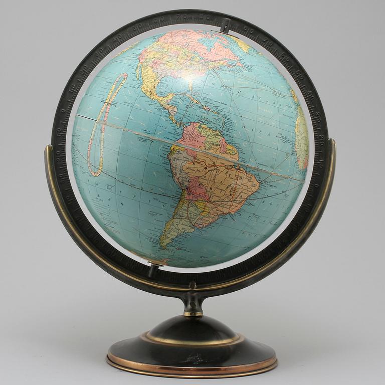 JORDGLOB, "12 inch standard globe", Replogle Globes, Chicago, omkring 1940.