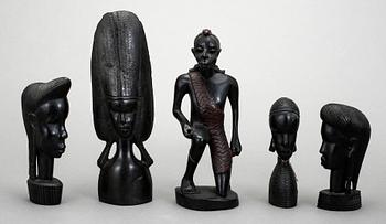 SKULPTURER, 15 st, Afrika, 1900-talets andra hälft.
